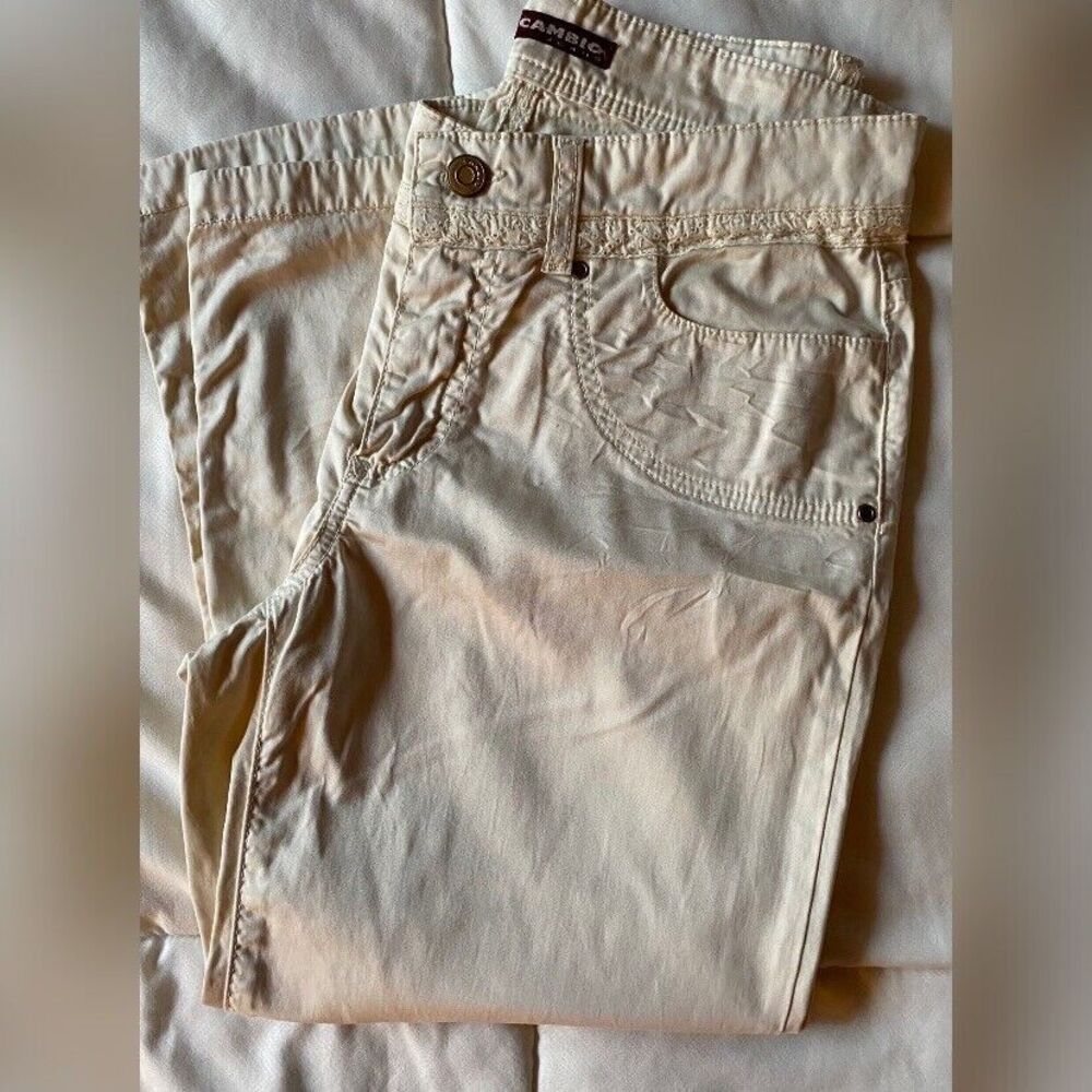 Cambio Pants Women’s Small Beige Cropped Cotton Blend Stretch Chino